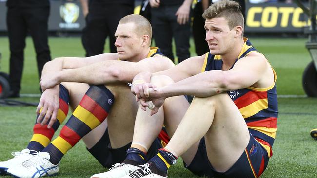 Sam Jacobs and Josh Jenkins watch the medal presentation. Picture: Sarah Reed