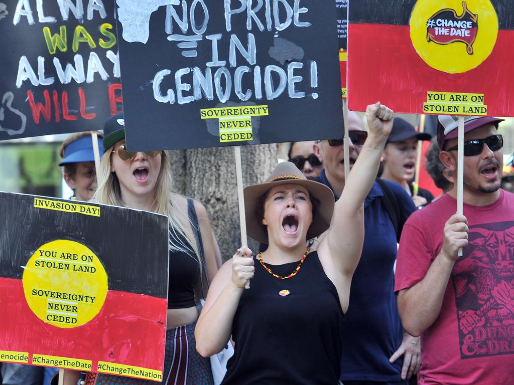 Protesters at an Invasion Day rally last year. Picture: Farooq Khan/AFP