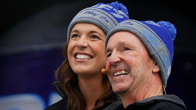 Bec and Neale Daniher at Big Freeze 7, which went ahead at the Melbourne Cricket Ground despite the Queen’s Birthday clash being played in Sydney. Picture: Getty Images