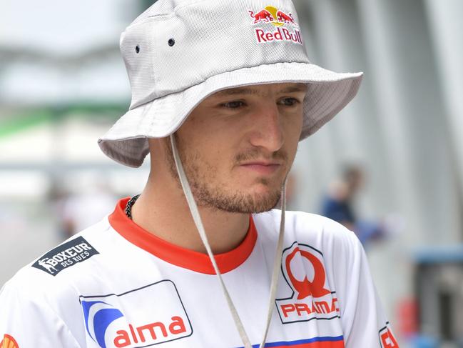 OCTO Pramac Racing's Australian rider Jack Miller walks on the pit lane during the first day of the 2018 MotoGP pre-season test at the Sepang International Circuit in Sepang on January 28, 2018. / AFP PHOTO / MOHD RASFAN