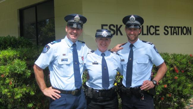 TOP CREW: The Esk Police Station team, Senior Constable Luke Rowley, OIC Sergeant Karlene Trezise and Senior Constable Scott Braunack. Sgt Trezise has been awarded the Australian Policing Medal for her distinguished career.