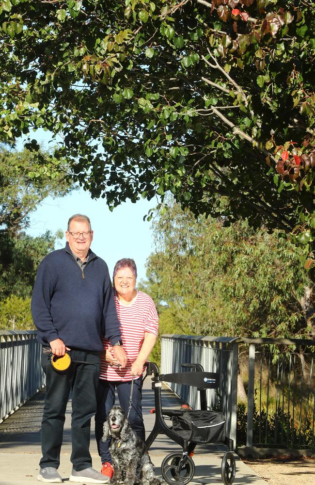 Rose De Kook and her dog Raffy will be taking part in the Parkinson’s walk in Geelong this weekend. Picture: Alison Wynd