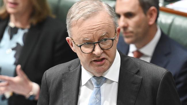 Anthony Albanese in question time on Thursday. Picture: NewsWire / Martin Ollman