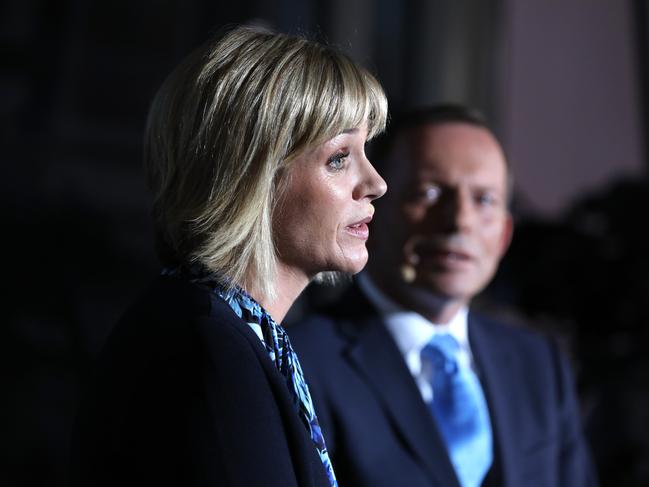 Warringah candidates Tony Abbott and Zali Steggall at the Sky News/Manly Daily Debate at Queenscliff Surf Club, Sydney, 2nd May 2019.Picture: Damian Shaw/ NEWS CORP AUSTRALIA