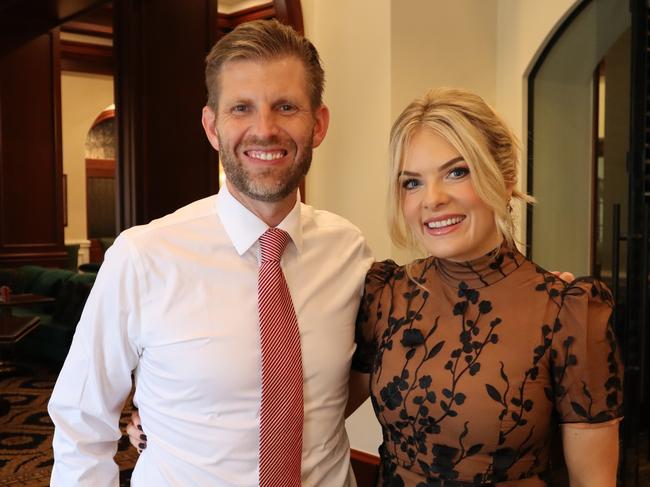 **STRICTLY EMBARGOED FOR ONLINE UNTIL 9PM AEST THURSDAY SEPT 5, 2024** Erin Molan (right) meets Eric Trump, Picture: Sky News