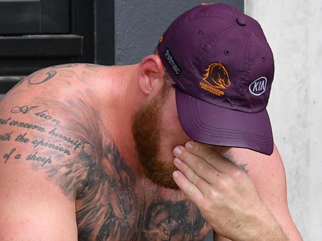 Matt Lodge is seen after Brisbane Broncos training at Clive Berghofer Field in Brisbane, Tuesday, February 11, 2020. (AAP Image/Darren England) NO ARCHIVING