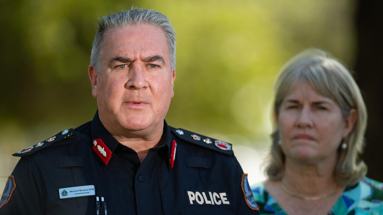 NT Police Commissioner Michael Murphy with Chief Minister Eva Lawler in Alice Springs last week. Picture: Pema Tamang Pakhrin