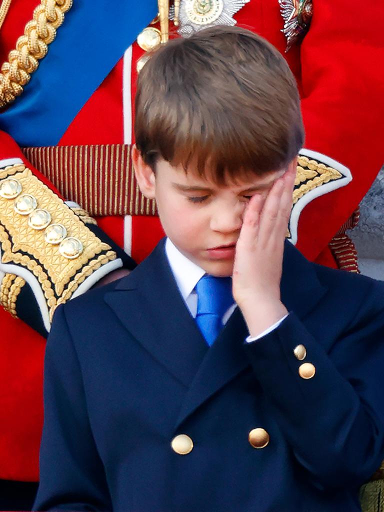 Prince Louis looked tired at the King’s Birthday Parade on June 15 this year – too much time with the remote, perhaps? Picture: Max Mumby/Indigo/Getty Images