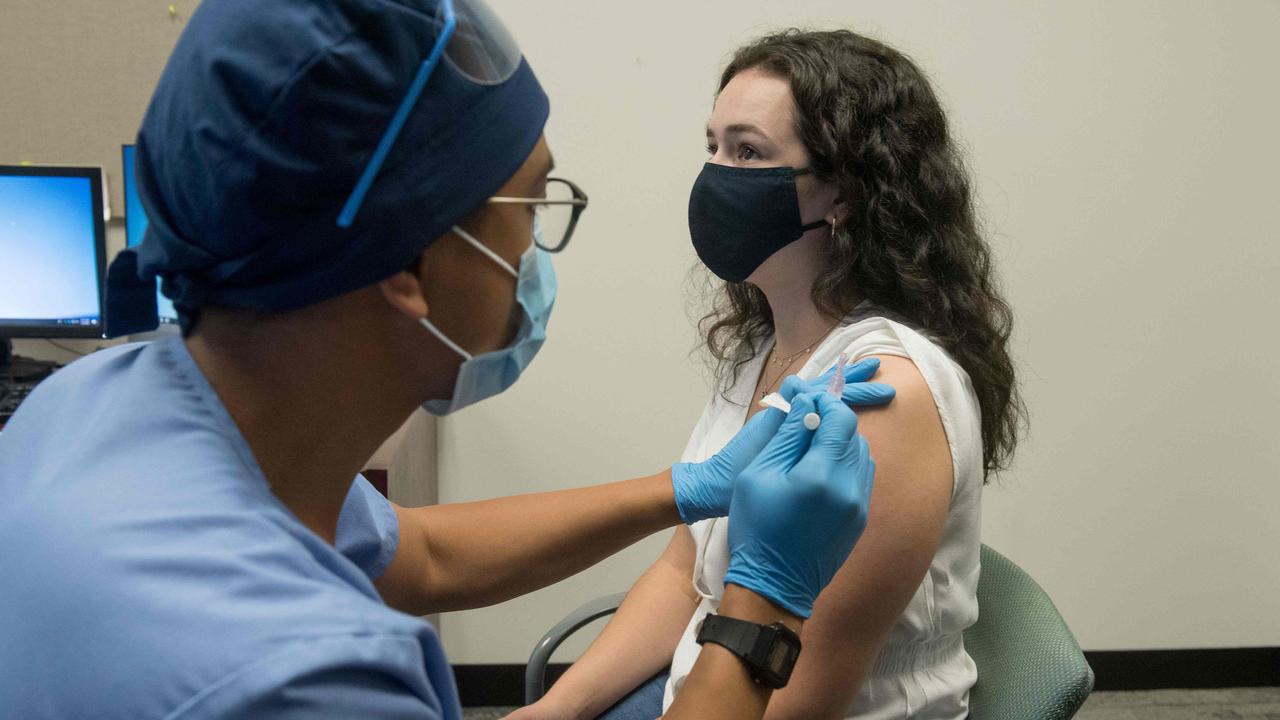 A volunteer is given the Moderna mRNA-1273 coronavirus vaccine in Detroit, Michigan. Picture: Henry Ford Health System/AFP