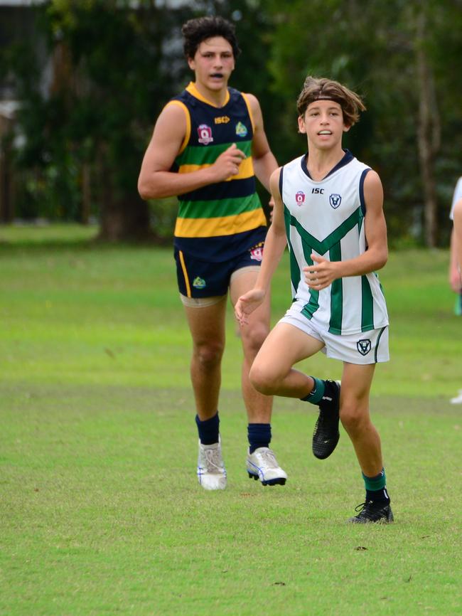 Narangba Valley State High School playing Helensvale in earlier AFLQ Schools Cups. Picture: WILLIAM GORDON