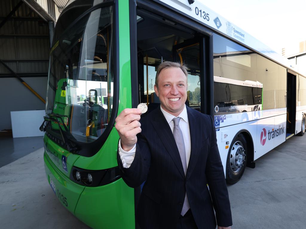 Premier Steven Miles at Volgren transport service in Eagle Farm. Picture: Annette Dew