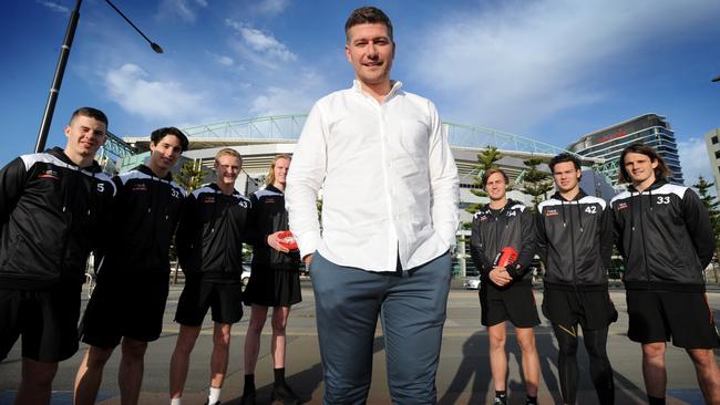 Player manager Robbie D'Orazio and his bumper AFL draft class of 2017. Picture: Andrew Henshaw