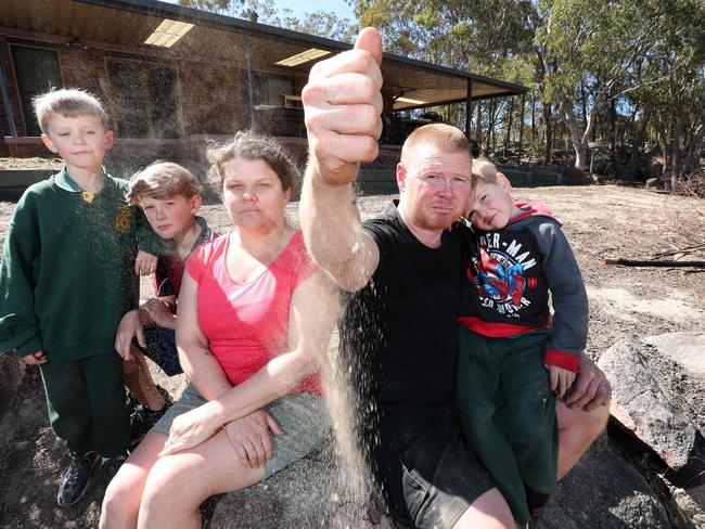 Emma and Stephen Labmert with their three boys Zac, 12, Thomas, 8, and Sebastian, 5, in for Stanthorpe. Picture: Liam Kidston