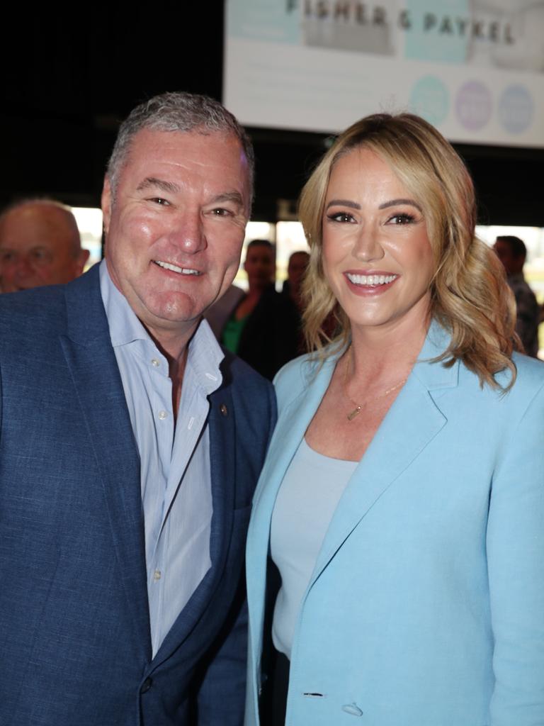 Big breakfast at the Gold Coast Turf Club for the Gold Coast Community fund. JP Langbroek, Leila McKinnon. Picture Glenn Hampson. .