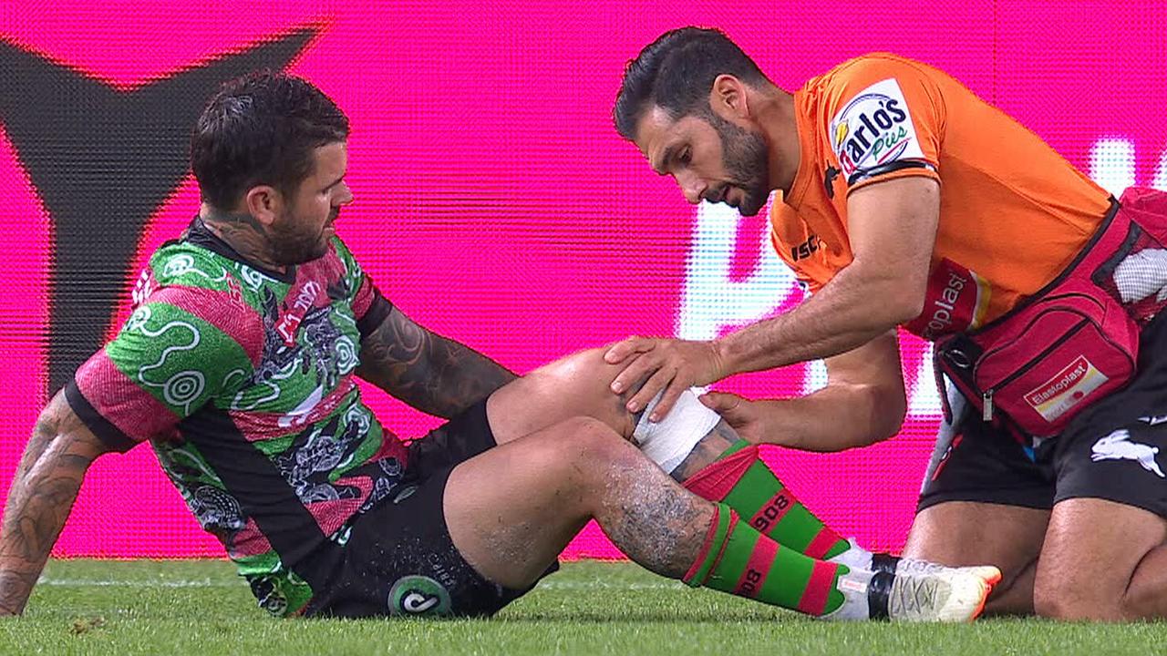 Adam Reynolds receives treatment during Souths' game