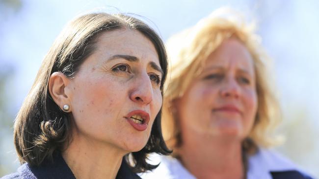 Premier Gladys Berejiklian campaigns with Liberal candidate Julia Ham ahead of the by-election. Picture: Dylan Robinson