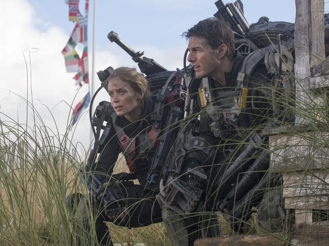 Tom Cruise and Emily Blunt in a scene from sci-fi film Edge Of Tomorrow. Picture: Roadshow, Warner pictures.