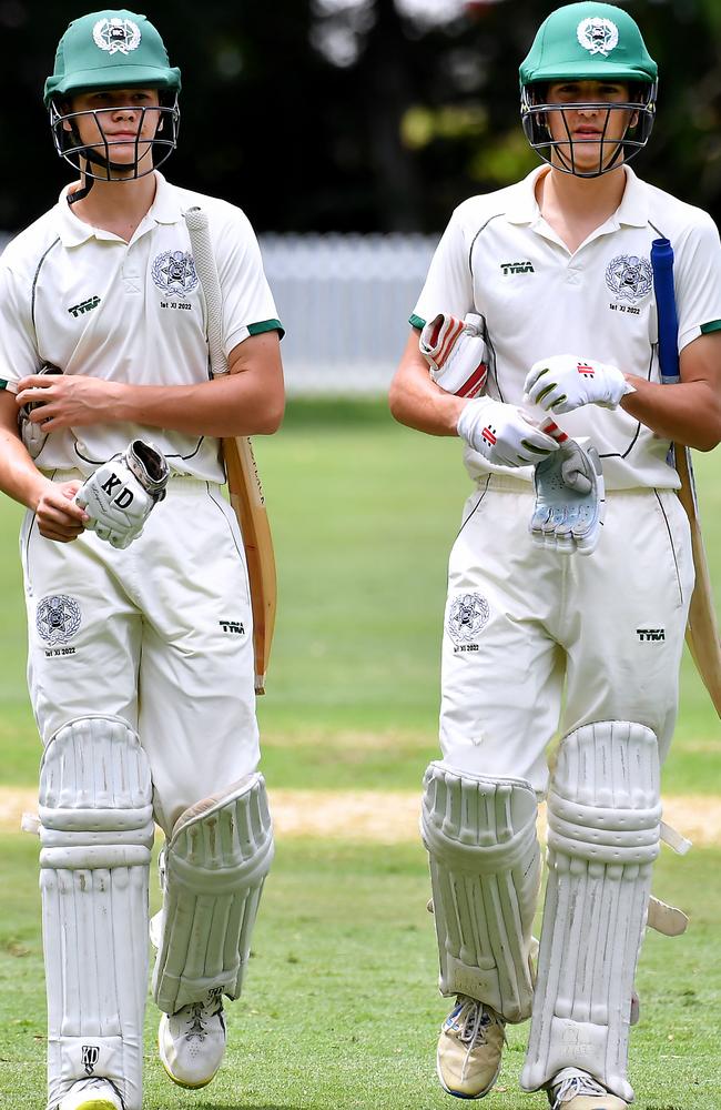 Noah East, right, leaves the field with Darcy Graham in 2022. Picture, John Gass