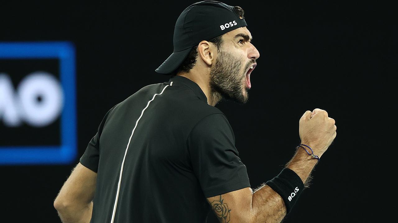 Matteo Berrettini is into the final four. (Photo by Mark Metcalfe/Getty Images)