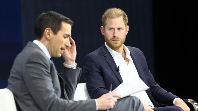 The Duke of Sussex, speak during the New York Times annual DealBook summit at Jazz at Lincoln Centre where he spoke about social media. Picture: AFP