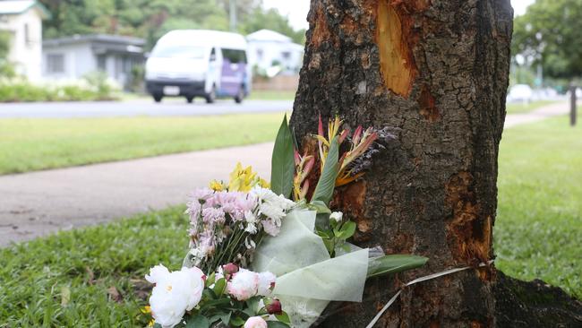 Four children remain in Cairns Hospital after an alleged stolen car crashed into a tree on Pease St. Picture: Brendan Radke