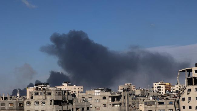 Smoke rises following Israeli bombardment in Jabalia in the northern Gaza Strip on Sunday. Picture: AFP