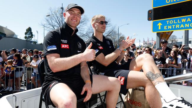 Tom Mitchell and Billy Frampton, whose career has been littered with setbacks. Picture: Dylan Burns/AFL Photos via Getty Images