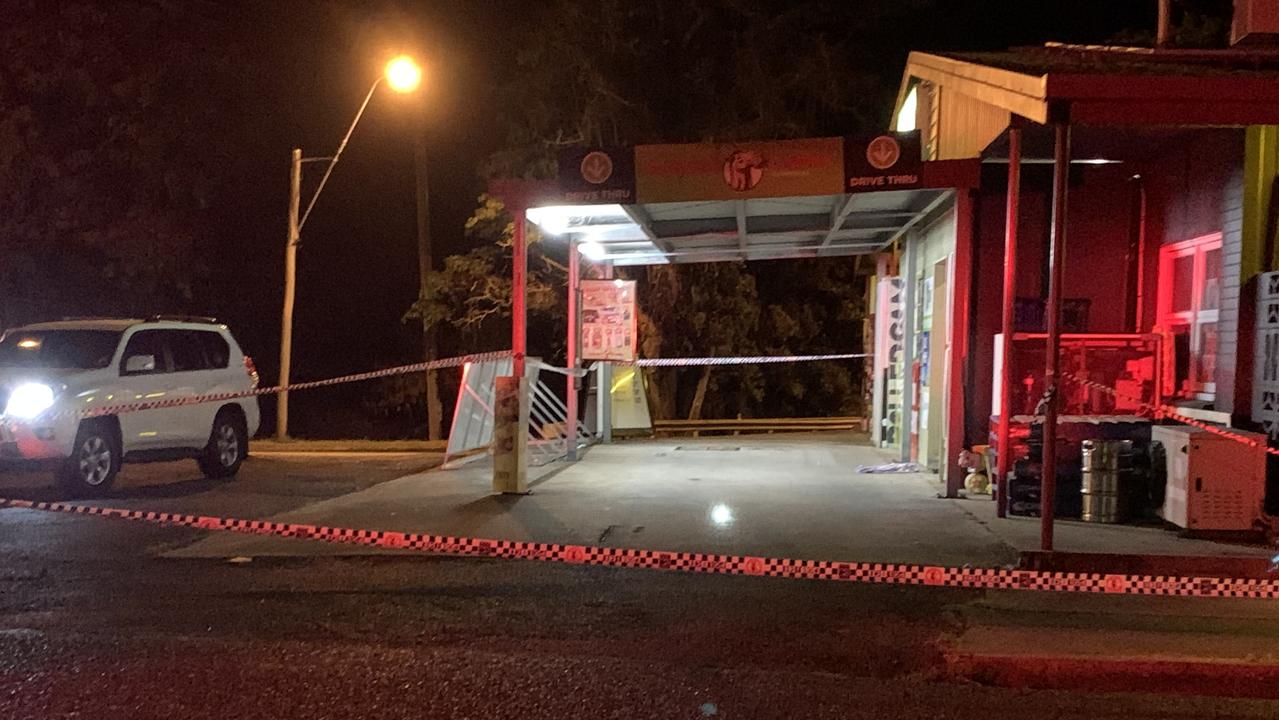 Police set up a crime scene in Walkerston after an alleged car jacking at the O'Shea's bottle shop. Picture: Lillian Watkins