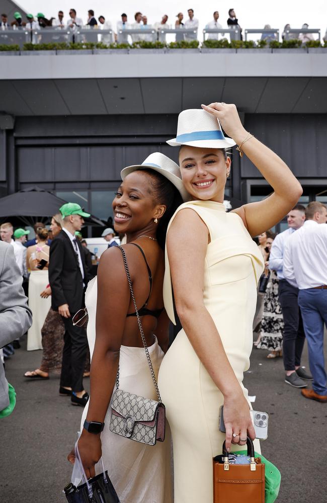 Punters L to R, Virginia Murwisi and Hayley Ratcliffe attend Everest Stakes day. Picture: Sam Ruttyn