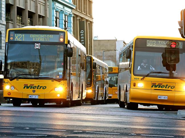 Bus traffic in Elizabeth Street in Hobart. Picture: SAM ROSEWARNE.