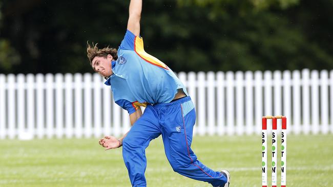 Liam Gammone bowling for Greater Illawarra.  North Coastal v Greater Illawarra. Bradman Cup Cricket.  Round Four. Picture: John Appleyard