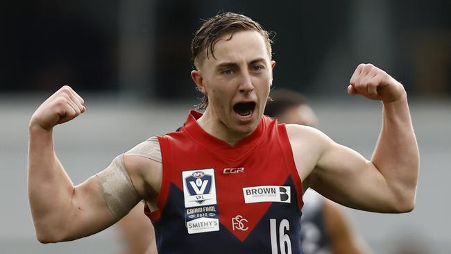 Bailey Laurie of the Casey celebrates a goal. Photo: AFL Photos via Getty Images.