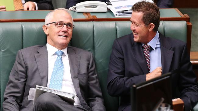 Nationals MP Luke Hartsuyker, pictured with PM Malcolm Turnbull during question time, threatened to join the crossbench if not handed a portfolio after the last election. Picture: Getty Images