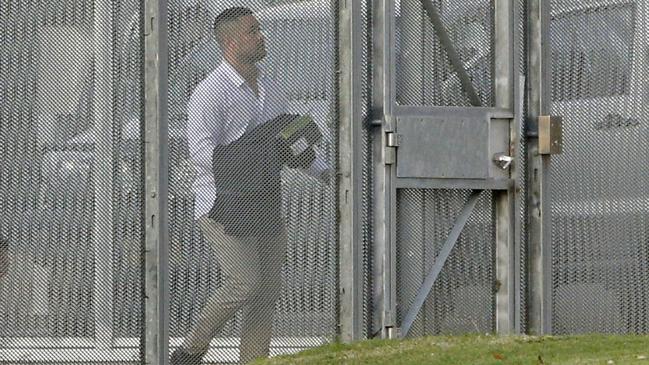 Jarryd Hayne walks free from prison on Wednesday night. Picture: NewsWire / John Appleyard