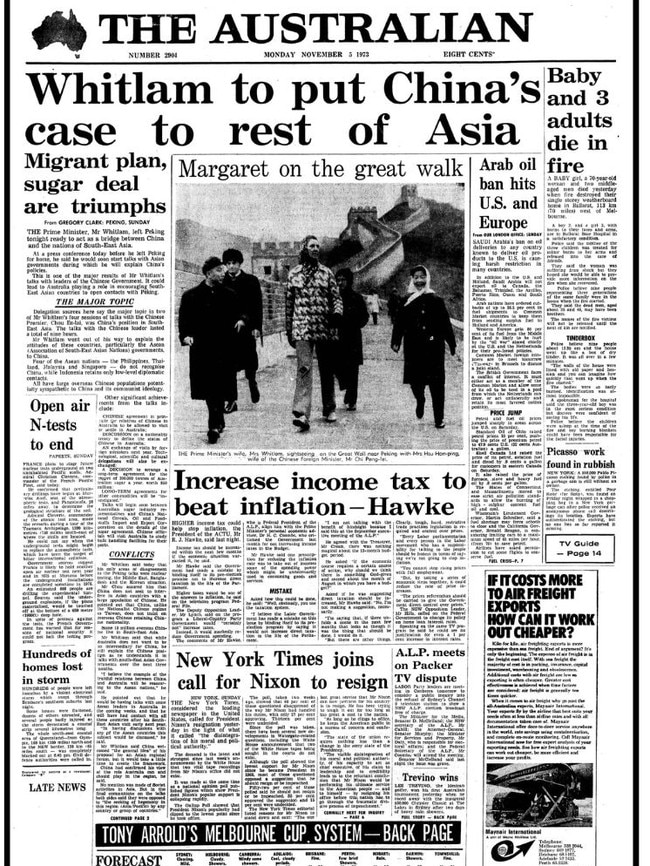 The Australian's Front Page: Whitlam to put China's case to rest of Asia