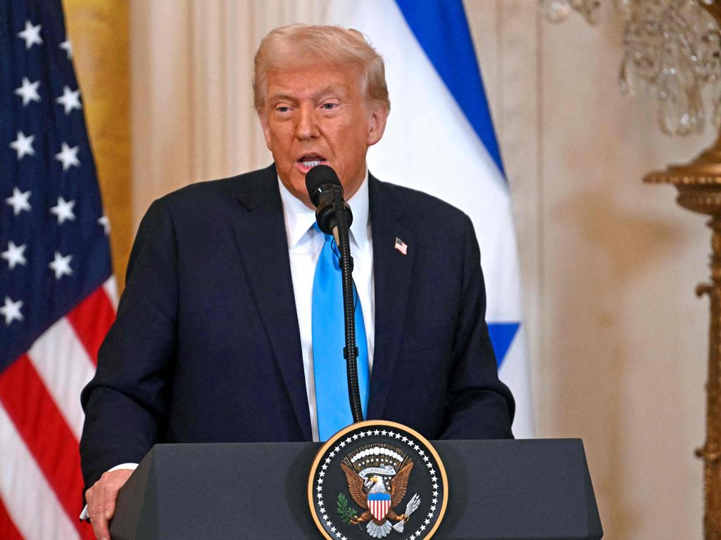 US President Donald Trump during a press conference with Israel's Prime Minister Benjamin Netanyahu in the East Room of the White House in Washington, DC. Picture: AFP