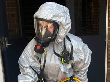 ire and Rescue NSW were called to Georges River College Hurstville about midday after a 600ml bottle of benzyl chloride leaked in a science laboratory. Picture: Supplied/FRNSW