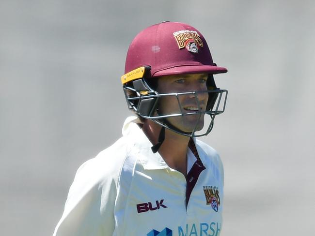 ADELAIDE, AUSTRALIA - NOVEMBER 08: Joe Burns of the Queensland Bulls out caught behind off the bowling of Daniel Worrall of the Redbacks during day one of the Sheffield Shield match between South Australia and Queensland at ACH Group Stadium on November 08, 2020 in Adelaide, Australia. (Photo by Mark Brake/Getty Images)