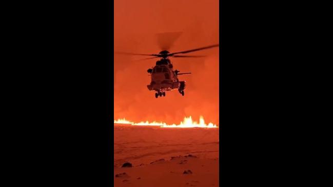 Aerial Footage Shows Iceland Volcano Spewing Lava | Daily Telegraph