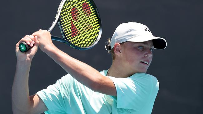 Cruz Hewitt, one of Australia’s brightest young tennis talents, is hoping to follow in the footsteps of his famous dad. Picture: Kelly Defina