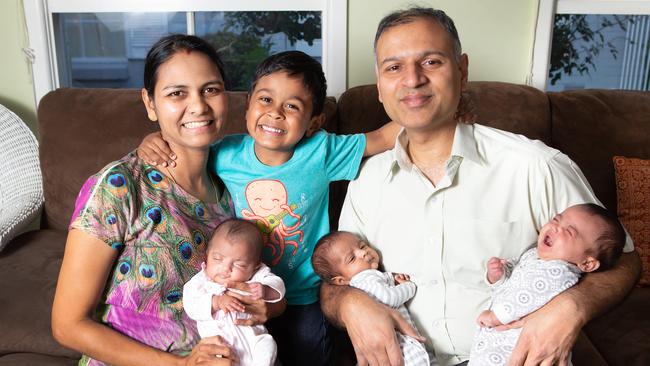 Lavanya Sundararajan and husband Raj Mohanraj and their five-year-old Vyaas have welcomed triplets.