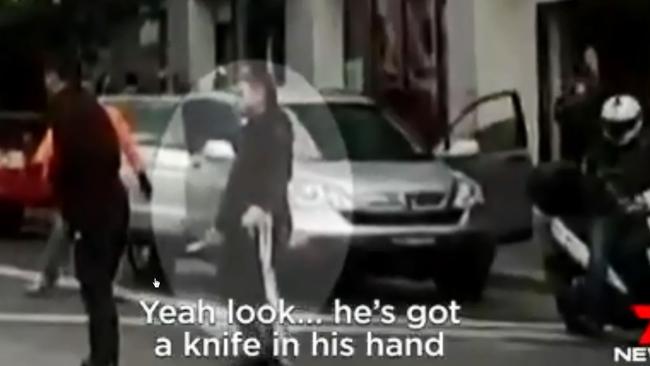 A man holding what could be a knife. Picture: 7News