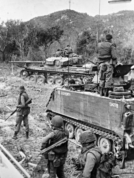 Most of the tragedies of the 1960s were stupid and meaningless, including the Vietnam War. Australian troops are pictured preparing to sweep through thick scrub in the Long Hai mountains in South Vietnam. Picture: Australian War Memorial