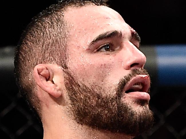 PORTO ALEGRE, BRAZIL - FEBRUARY 22: Santiago Ponzinibbio of Argentina celebrates after defeating Sean Strickland of the United States in their welterweight bout during the UFC Fight Night at Gigantinho Gymnasium on February 22, 2015 in Porto Alegre, Brazil. (Photo by Buda Mendes/Zuffa LLC/Zuffa LLC via Getty Images)