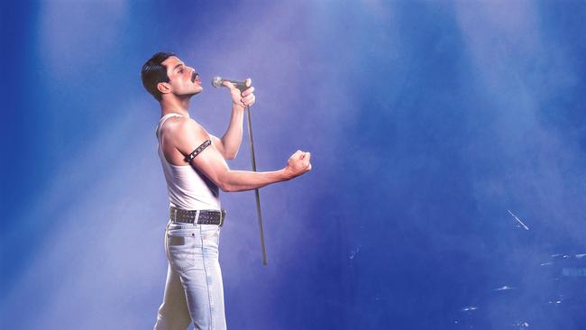 Rami Malek (as singer frontman Freddie Mercury) in Bohemian Rhapsody.