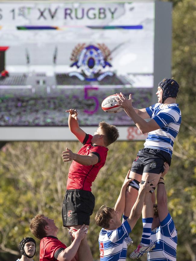 Nudgee’s jump in the line out. Picture: Renae Droop