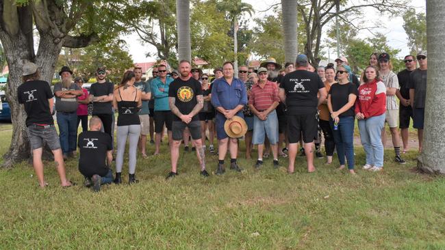 The group at the public meeting at Central Park, Rockhampton, on Sunday May 7.