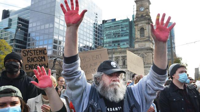 Images from the Black Lives Matter protest in Adelaide’s Victoria Square. Picture: Brenton Edwards