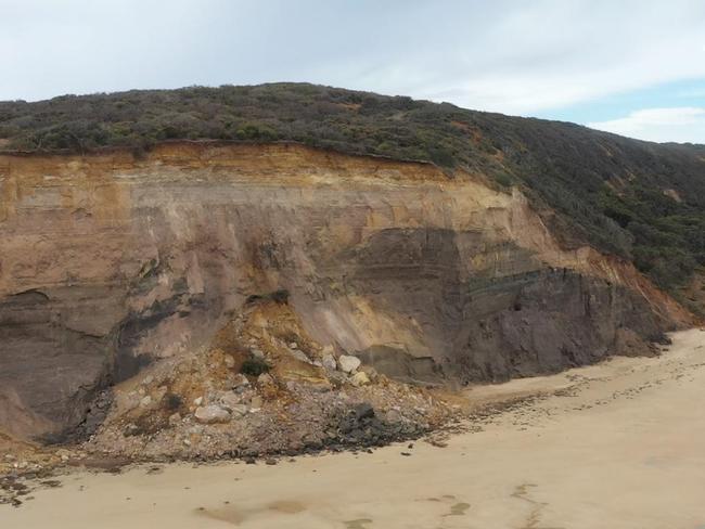 Cliff collapses near Bells Beach, Surf Coast