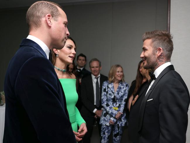 The Royals chat with David Beckham. Picture: Getty